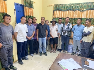 The suspects paraded by the police