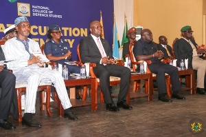 Dr Edward Oamne Boamah seated with  Chief of Staff Julius Debrah  at NCDS matriculation