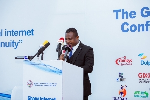 President of the Ghana Internet Service Providers Association (GISPA) Mr Michael Nfordzo at the 4th Annual Ghana Internet Conference sponsored by Telecel Wholesale