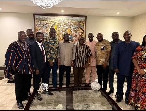 Cabinet members of Africa Policy Lens  posing Dr Bawumia after a meeting